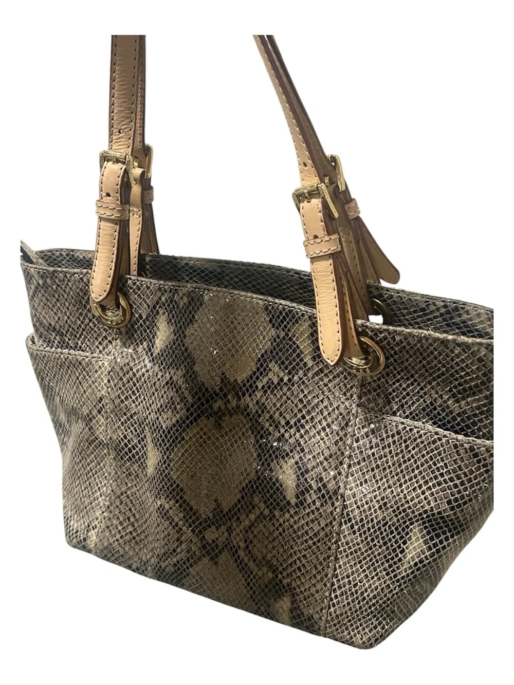 Michael Kors Snake-Print Tote in Tan and Black